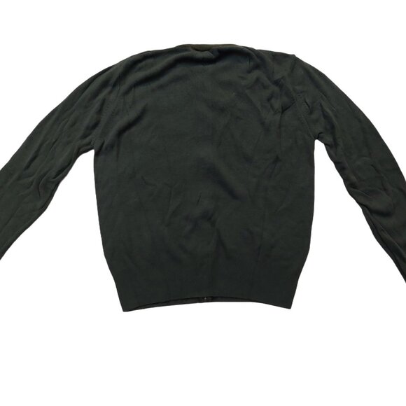 Vintage 1940s-1950s Dark Army Green Long Sleeve Knit Cardigan Sweater - Picture 9 of 10